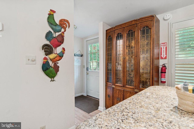 interior space featuring baseboards and light wood-style floors