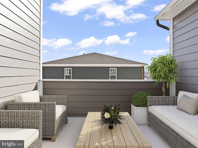 balcony featuring an outdoor living space