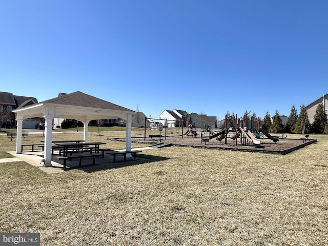 community playground with a lawn