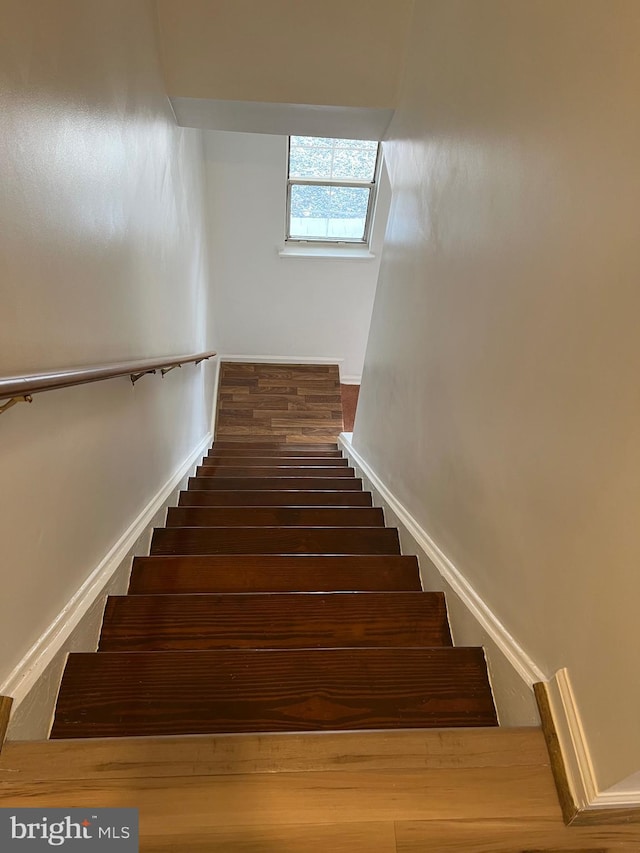 staircase featuring wood finished floors