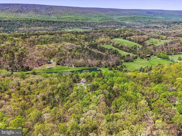 777 Timber Ln, Berkeley Springs, WV 25411 - drone / aerial view with a wooded view