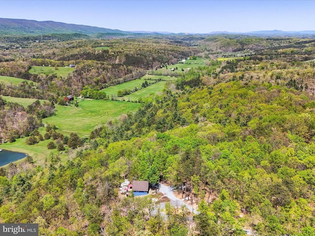 777 Timber Ln, Berkeley Springs, WV 25411 - drone / aerial view featuring a mountain view and a forest view