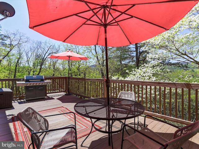 777 Timber Ln, Berkeley Springs, WV 25411 - wooden terrace featuring grilling area and outdoor dining space