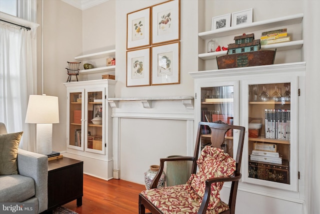 sitting room with wood finished floors