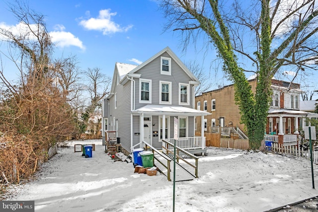 view of front of home featuring covered porch