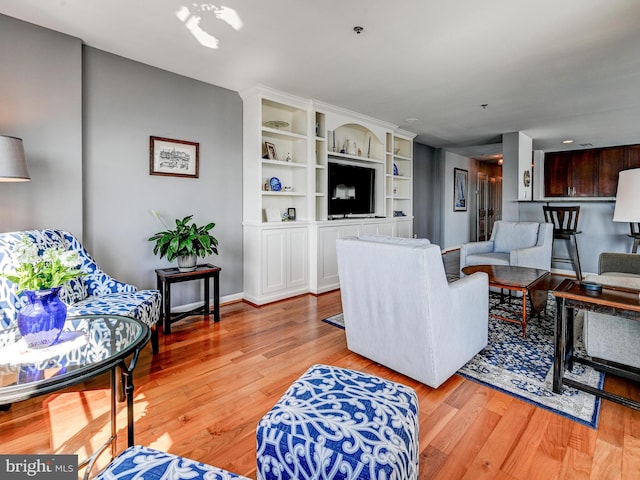 living area featuring light wood-type flooring