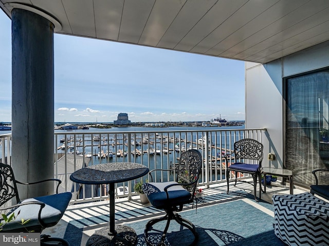 balcony with a water view