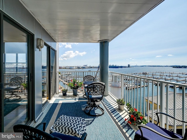 balcony with a water view