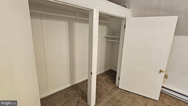 closet with a baseboard heating unit