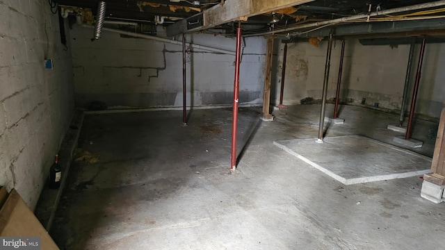 view of unfinished basement