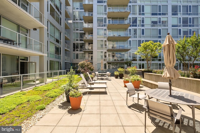 view of community featuring a patio area