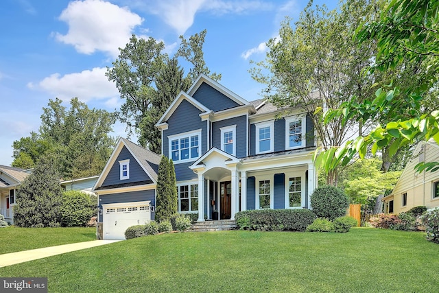 6813 Millwood Rd, Bethesda, MD 20817 - craftsman-style house with a standing seam roof, metal roof, a front lawn, and a garage