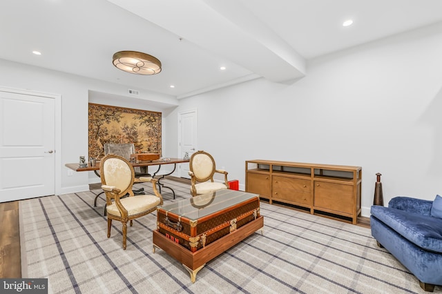 6813 Millwood Rd, Bethesda, MD 20817 - living area featuring recessed lighting, baseboards, and light wood-style flooring