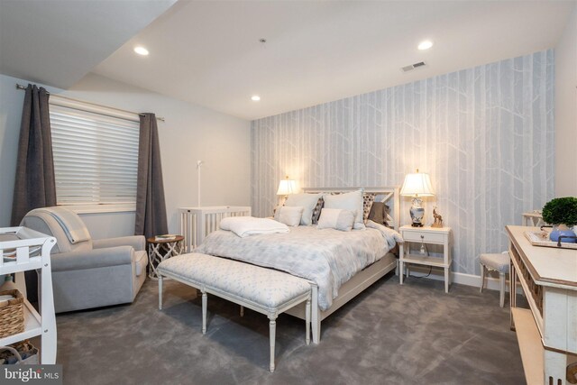 6813 Millwood Rd, Bethesda, MD 20817 - bedroom with an accent wall, recessed lighting, and carpet