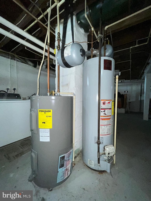 utility room with water heater and washer / clothes dryer