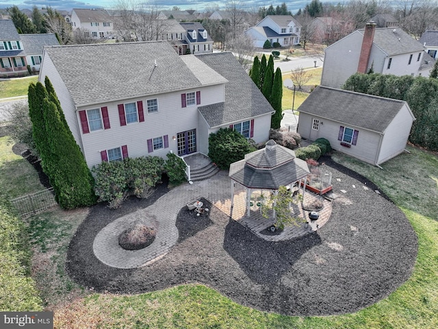 aerial view with a residential view