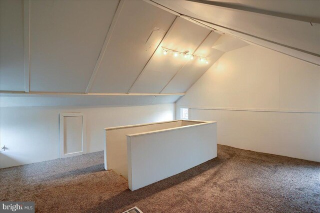 bonus room featuring lofted ceiling and carpet floors