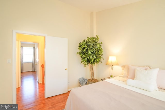 bedroom featuring light wood finished floors