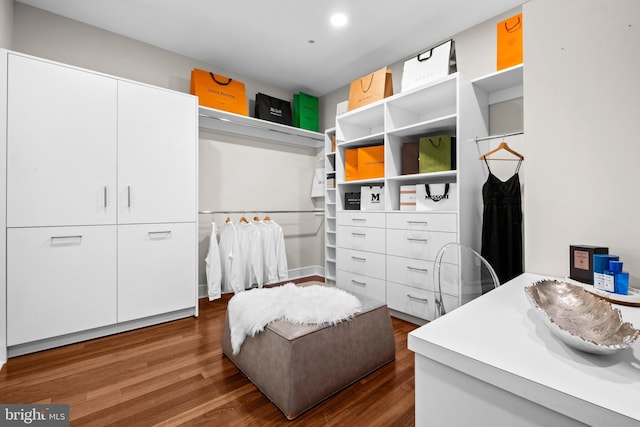 spacious closet featuring wood finished floors