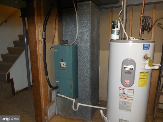 utility room featuring water heater