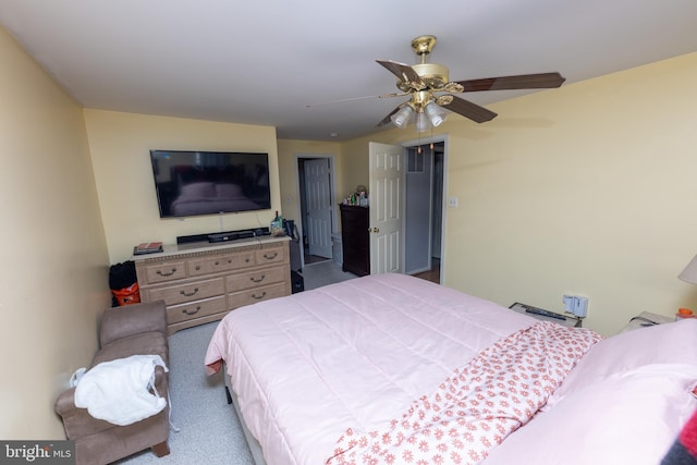 bedroom with carpet and ceiling fan