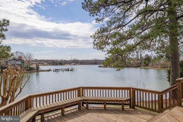 dock area featuring a water view