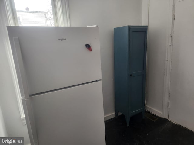 room details with freestanding refrigerator