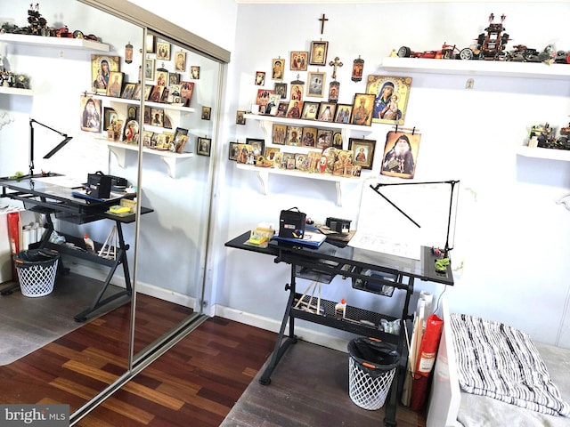 home office featuring wood finished floors