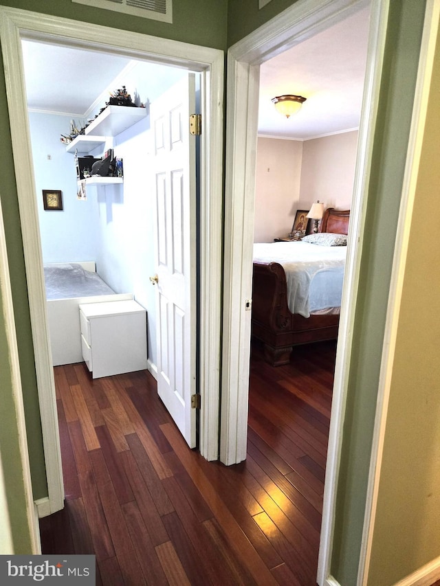 hall featuring dark wood-style floors