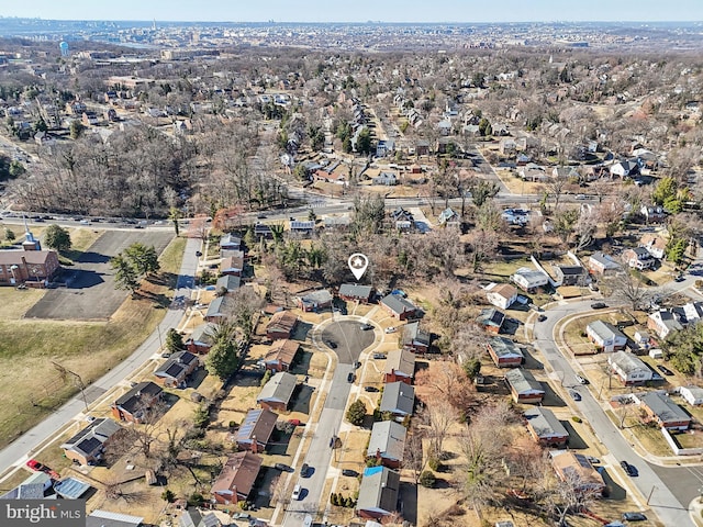 aerial view with a residential view