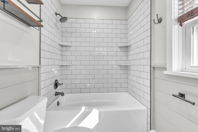 bathroom with toilet and shower / bathtub combination