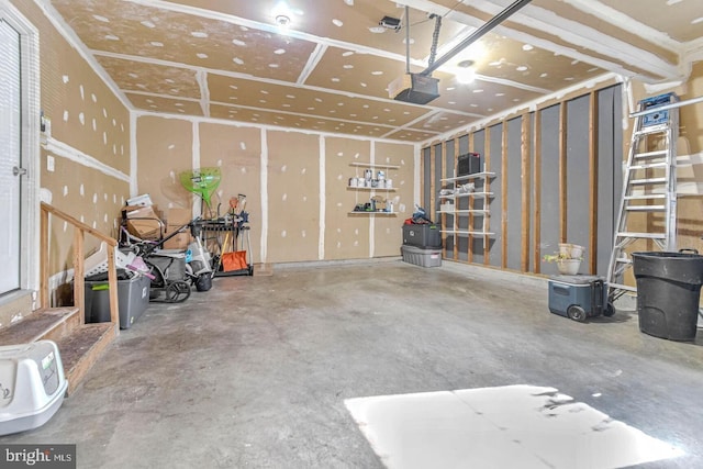 garage with a garage door opener