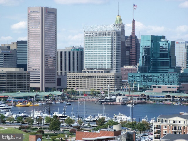 view of city with a water view