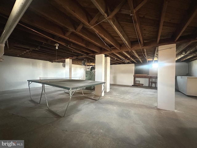 view of unfinished basement