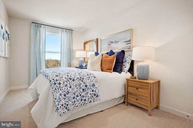 bedroom featuring baseboards and carpet