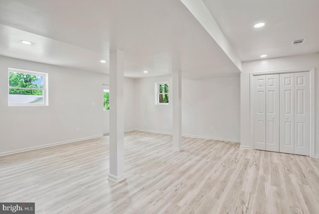 3719 3rd St, North Beach, MD 20714 - below grade area featuring recessed lighting, light wood finished floors, plenty of natural light, and baseboards