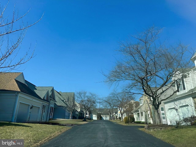 view of road with a residential view