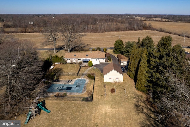 drone / aerial view featuring a rural view