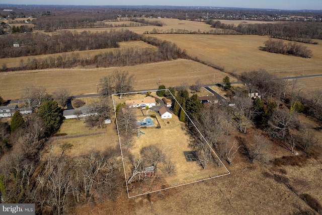 bird's eye view with a rural view