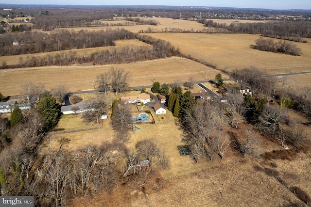 bird's eye view with a rural view