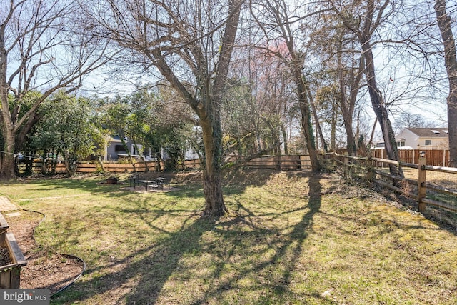 view of yard with a fenced backyard