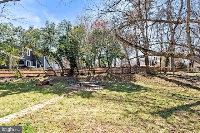 view of yard featuring a patio area and a fenced backyard