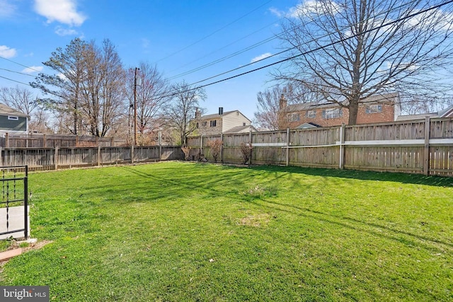 view of yard featuring a fenced backyard