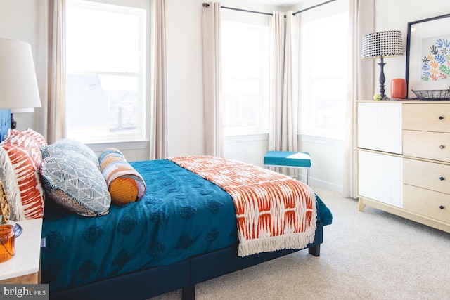 bedroom featuring multiple windows and carpet floors