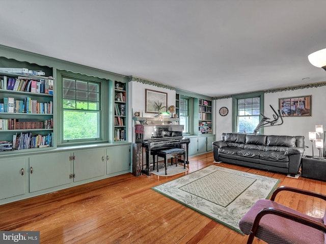 living area with wood finished floors