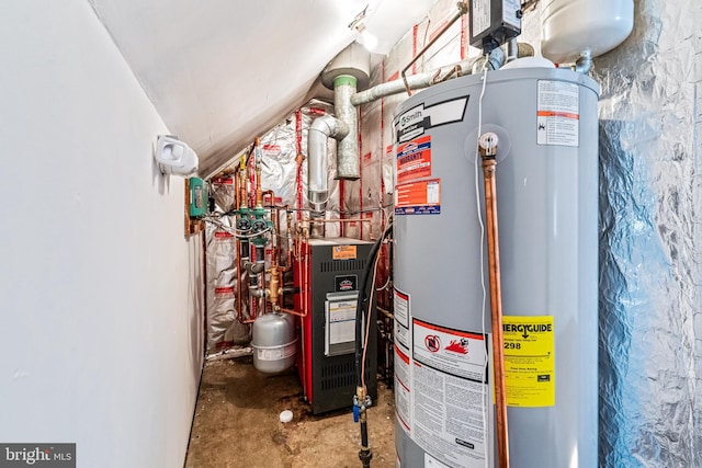 utility room with gas water heater