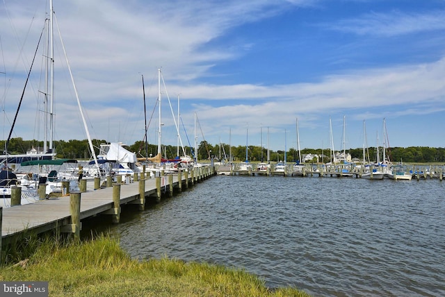 view of dock featuring a water view