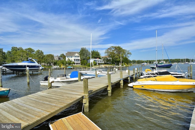 view of dock featuring a water view