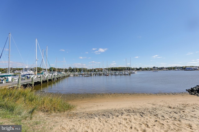 view of dock featuring a water view