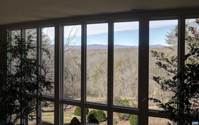 interior details featuring a mountain view